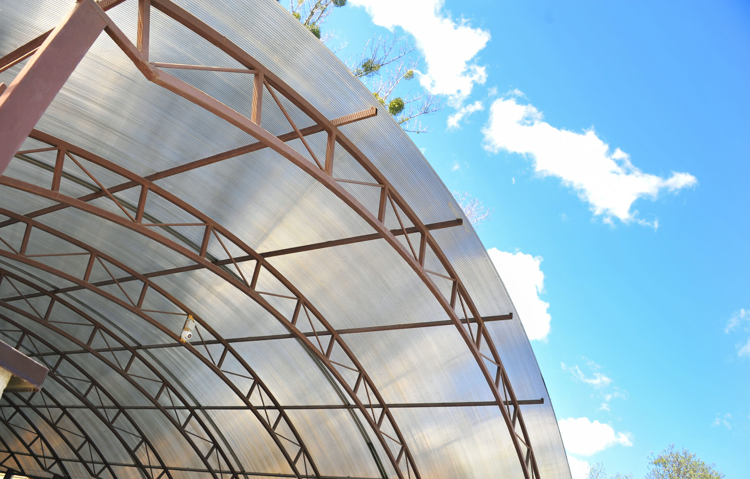 Canopy from polycarbonate arc. Metalware